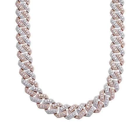 3D VVS D Moissanite Cuban Link Chain & Bracelet Set, view 2