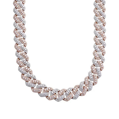 3D VVS D Moissanite Cuban Link Chain & Bracelet Set, view 2