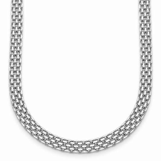 18K White Gold Solid Bismark Chain