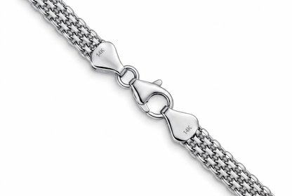 18K White Gold Solid Bismark Chain, view 4