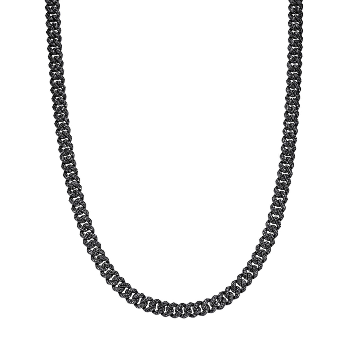 8mm Black Moissanite Miami Cuban Chain – 925 Sterling Silver, Black Finish