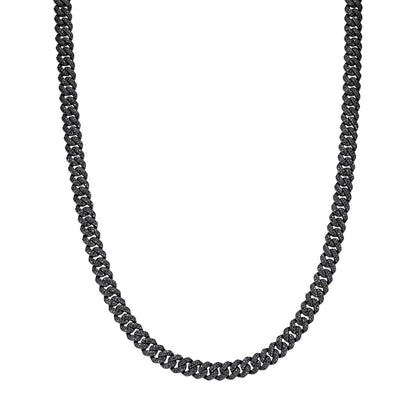 8mm Black Moissanite Miami Cuban Chain – 925 Sterling Silver, Black Finish