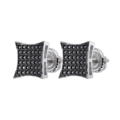 Kite Square Black Moissanite Stud Earrings – 925 Sterling Silver, Black Finish, 0.45 CTW, view 2