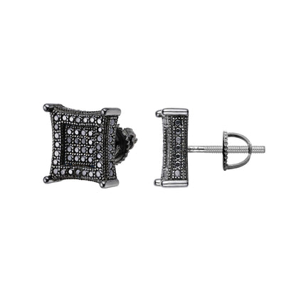 Kite Black Moissanite Stud Earrings – 925 Sterling Silver, Black Finish, 0.70 CTW