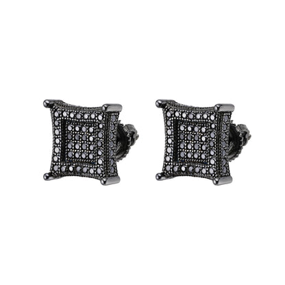 Kite Black Moissanite Stud Earrings – 925 Sterling Silver, Black Finish, 0.70 CTW, view 2
