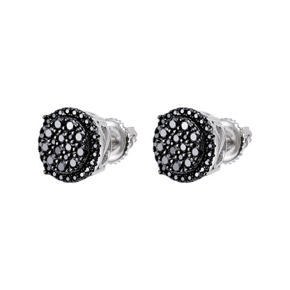 Round Cluster Black Moissanite Stud Earrings – 925 Sterling Silver, Black Finish, 0.71 CTW, view 2