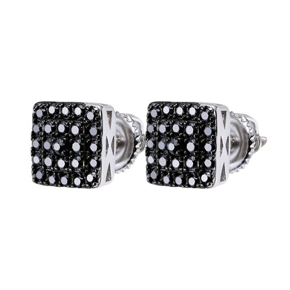 Square Black Moissanite Stud Earrings – 925 Sterling Silver, Black Finish, 0.55 CTW, view 2