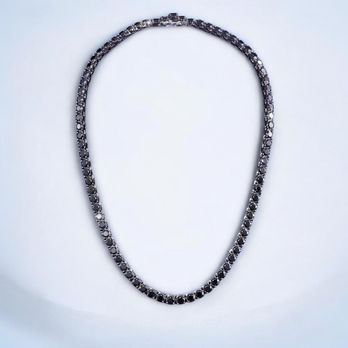3mm Black Moissanite Tennis Chain – 925 Sterling Silver, view 4