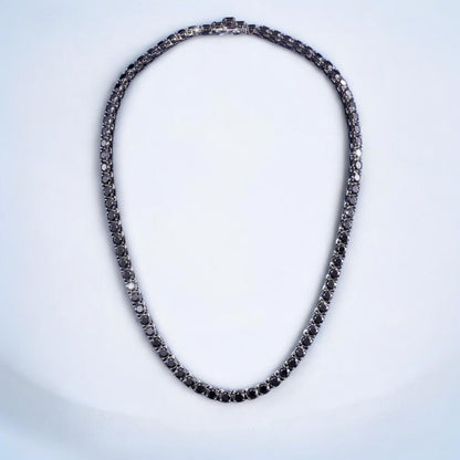 3mm Black Moissanite Tennis Chain – 925 Sterling Silver, view 4