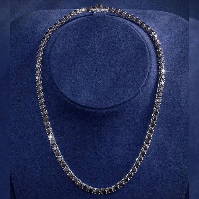 3mm Black Moissanite Tennis Chain – 925 Sterling Silver, view 6
