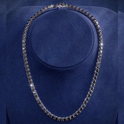 3mm Black Moissanite Tennis Chain – 925 Sterling Silver, view 6