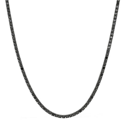 3mm Black Moissanite Tennis Chain – 925 Sterling Silver