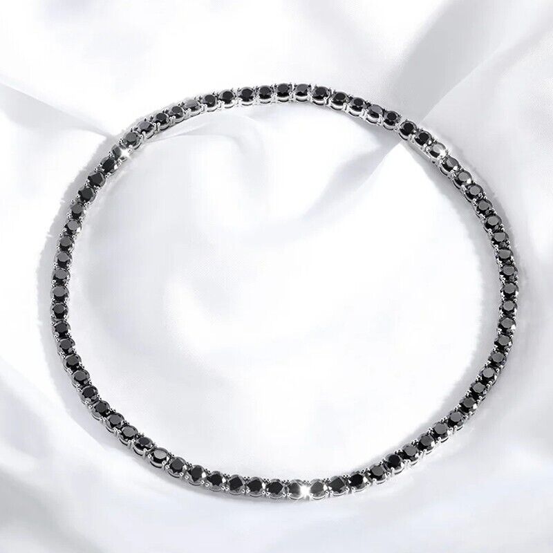 3mm Black Moissanite Tennis Chain – 925 Sterling Silver, view 7