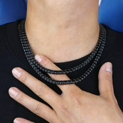 3mm Black Moissanite Tennis Chain – 925 Sterling Silver, view 2