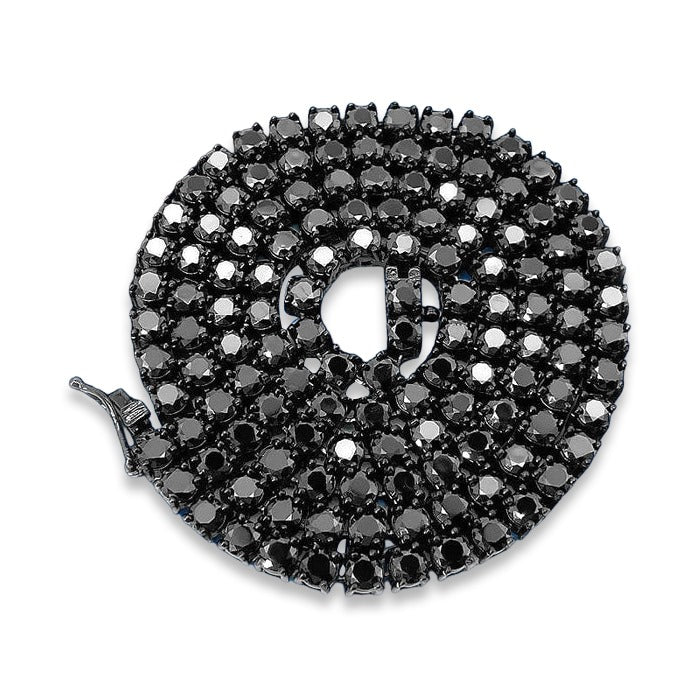 4mm Black Moissanite Tennis Chain – 925 Sterling Silver