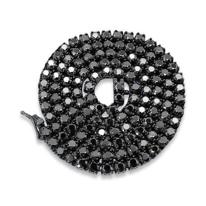 4mm Black Moissanite Tennis Chain – 925 Sterling Silver
