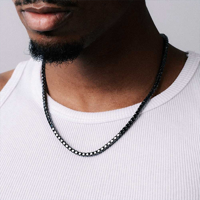 4mm Black Moissanite Tennis Chain – 925 Sterling Silver, view 2
