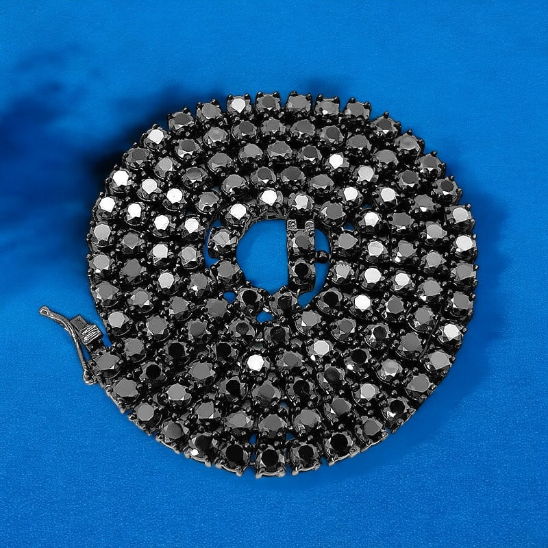 4mm Black Moissanite Tennis Chain – 925 Sterling Silver, view 5