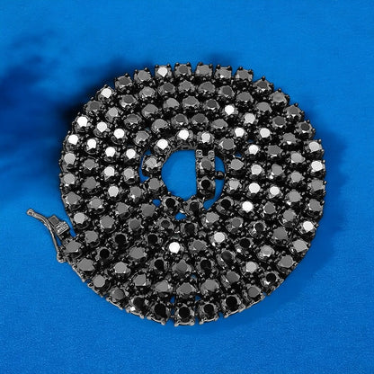 4mm Black Moissanite Tennis Chain – 925 Sterling Silver, view 5