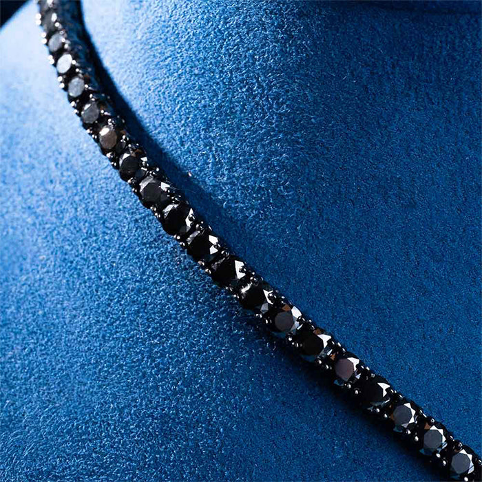 4mm Black Moissanite Tennis Chain – 925 Sterling Silver, view 6