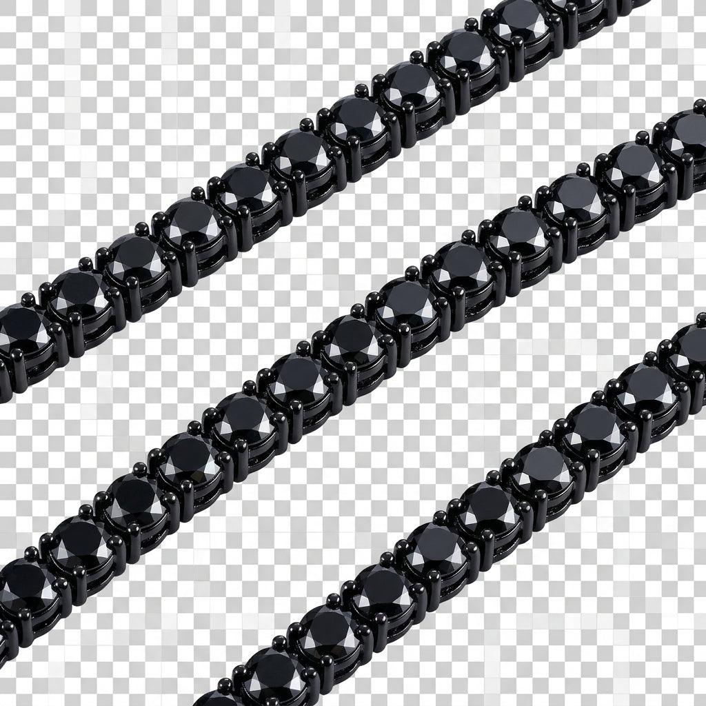 4mm Black Moissanite Tennis Chain – 925 Sterling Silver, view 7