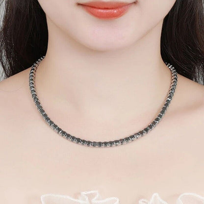 4mm Black Moissanite Tennis Chain – 925 Sterling Silver, view 3