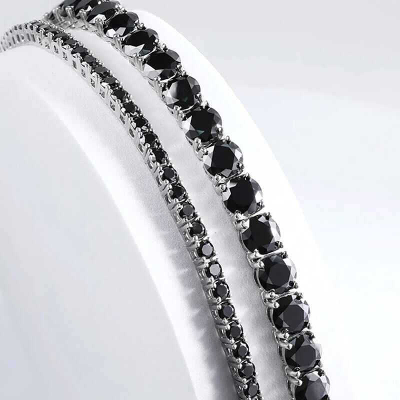 4mm Black Moissanite Tennis Chain – 925 Sterling Silver, view 8