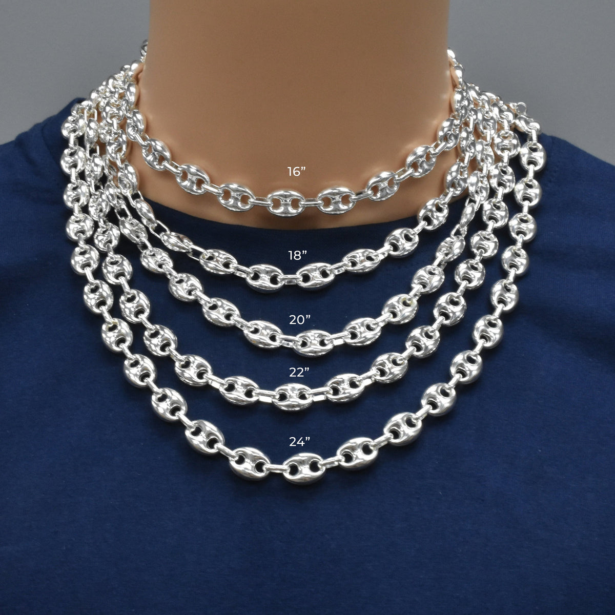 925 Sterling Silver Puffed Mariner Chain, view 7