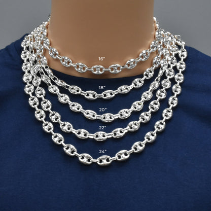 925 Sterling Silver Puffed Mariner Chain, view 7