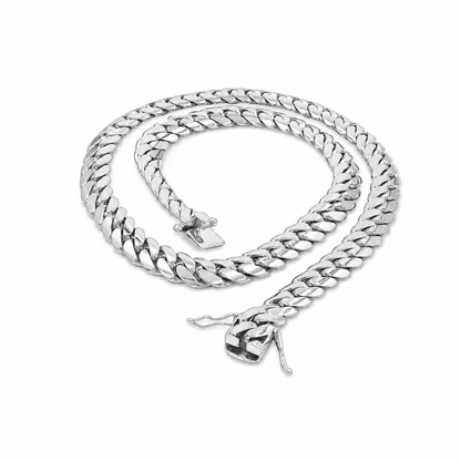 Mens White Gold Chain - Solid Miami Cuban Link 10K Gold