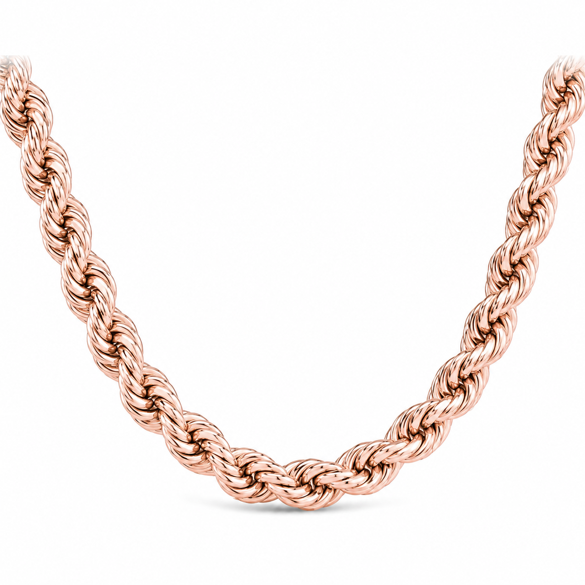 Gold Plated Sterling Silver Rope Chain for Men, detail view