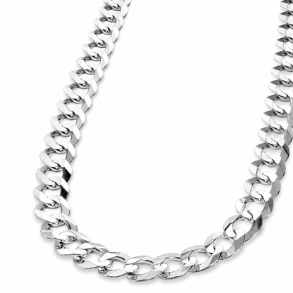 10K White Gold Solid Cuban Curb Link Chain, side view