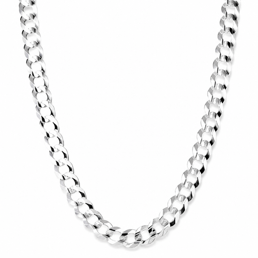 18K White Gold Cuban Curb Link Chain