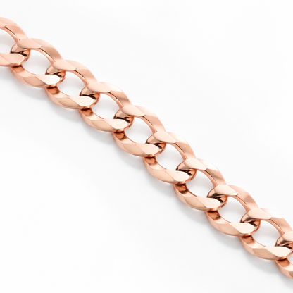 14K Rose Gold Solid Cuban Curb Link Chain, alternate view