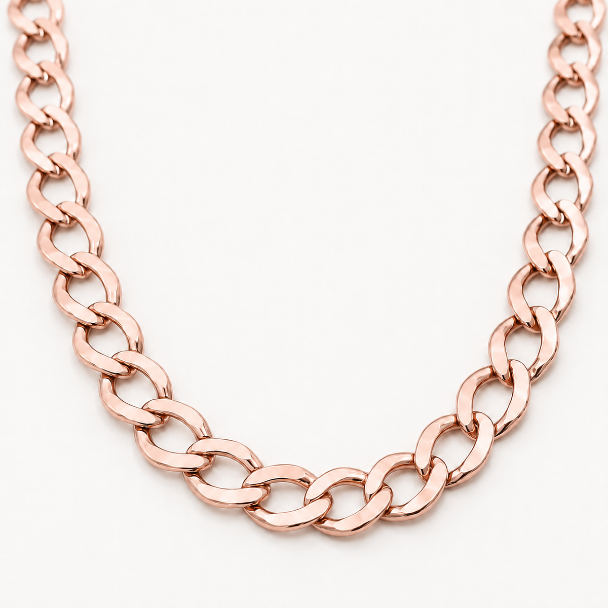 14K Rose Gold Semi-Solid Cuban Curb Link Chain