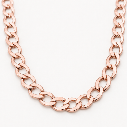 14K Rose Gold Semi-Solid Cuban Curb Link Chain