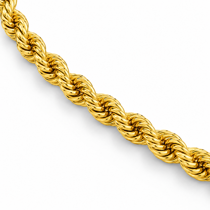 18K Gold Solid Rope Chain, detail view