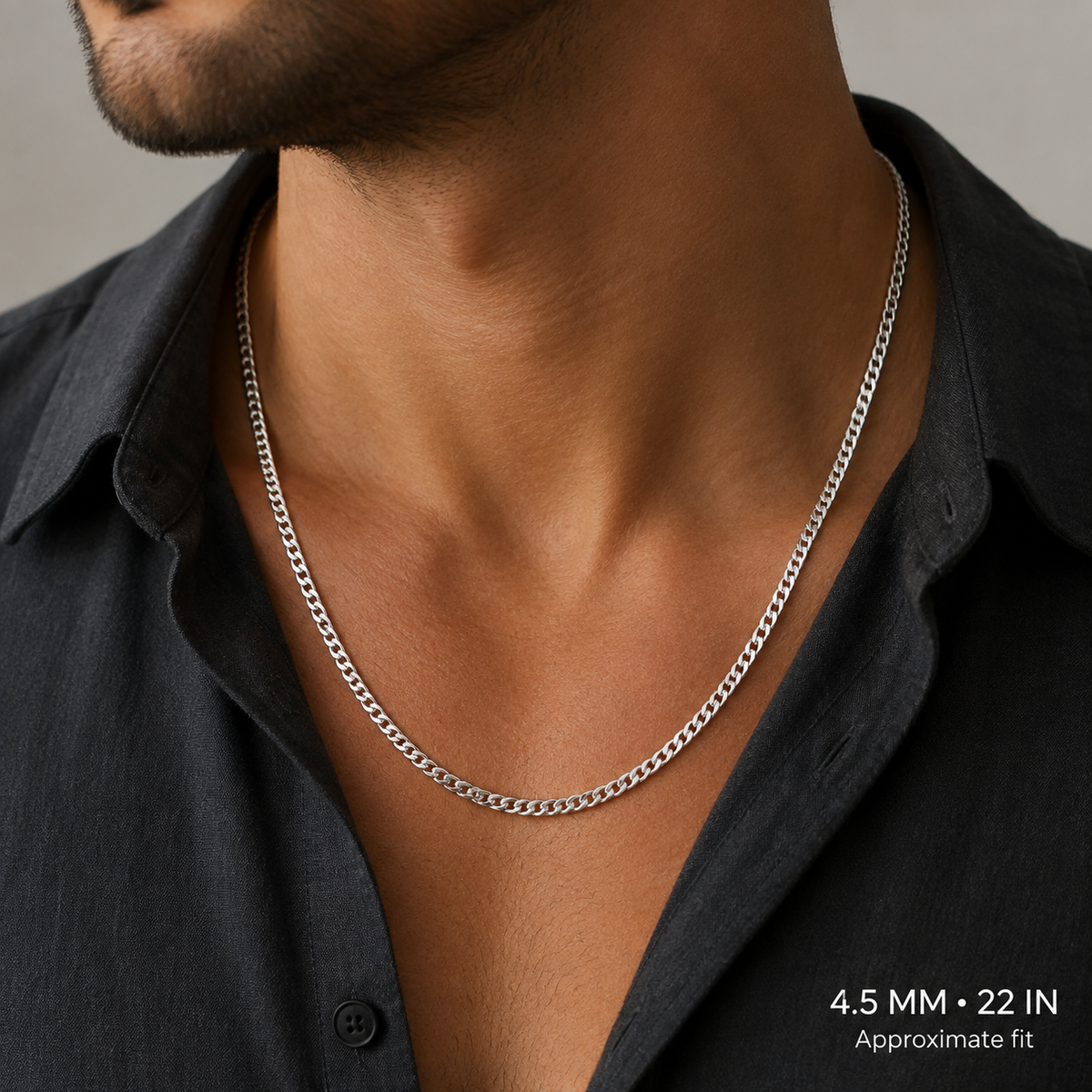 18K White Gold Cuban Curb Link Chain, alternate view