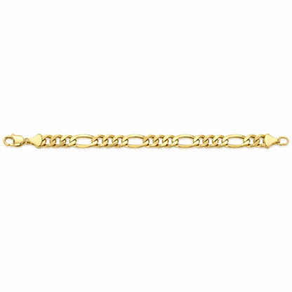 Gold plated 925 sterling silver Figaro bracelet for men, further view
