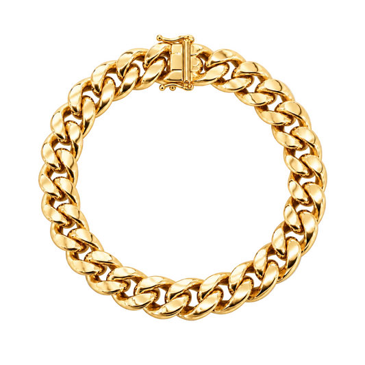 Gold plated 925 sterling silver Miami Cuban link bracelet for men