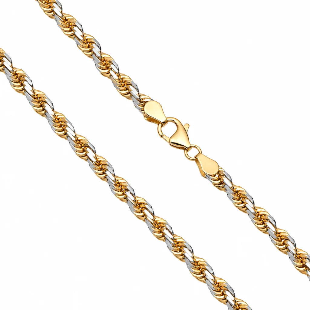 Two-Tone Sterling Silver Rope Chain, view 2