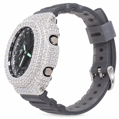 Iced Out Moissanite G-Shock GA-2100 Watch – Mint Accent Dial, Smoke Band – view 4