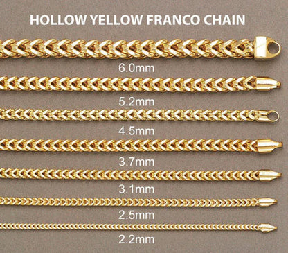 14K Yellow Gold Semi-Solid Franco Chain