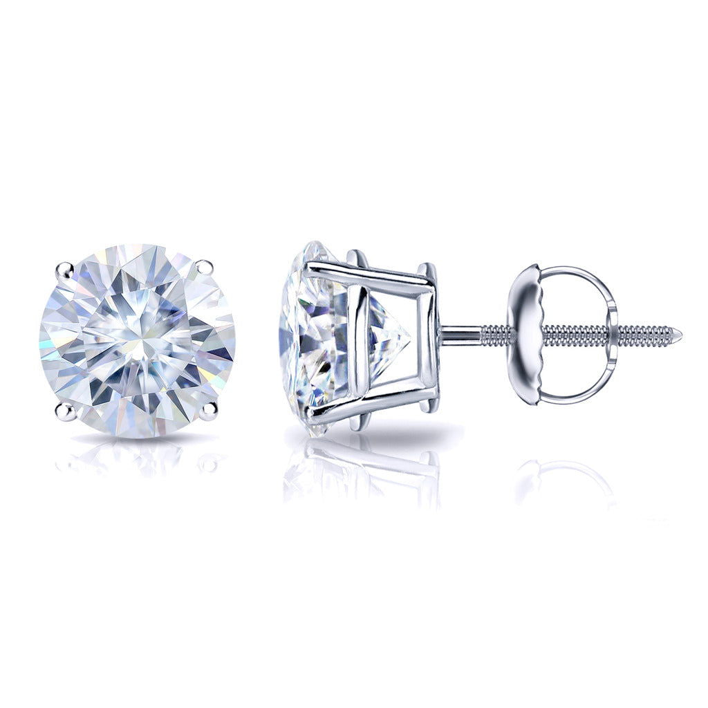11mm Round Solitaire VVS D Moissanite Stud Earrings – 925 Sterling Silver, 10 CTW