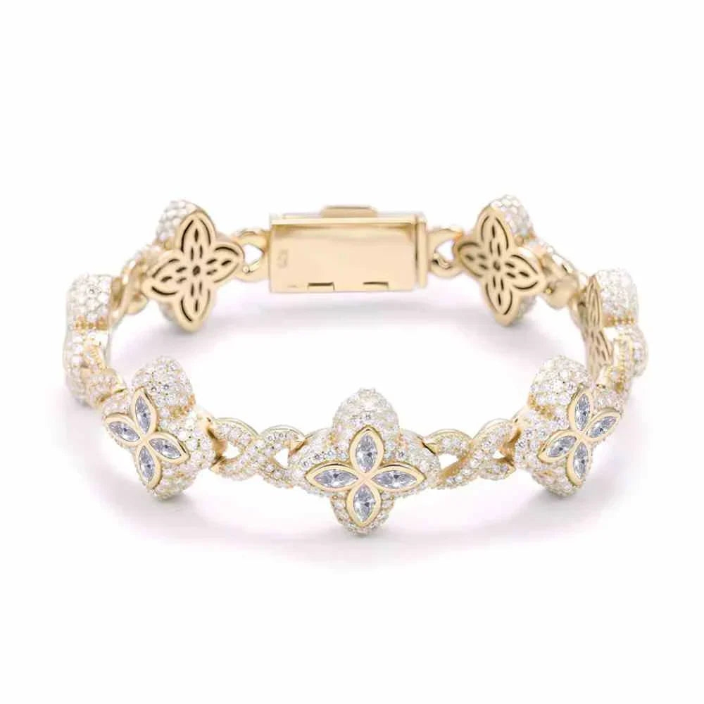Four Leaf Clover Infinity Link Moissanite Bracelet – 925 Sterling Silver, view 10