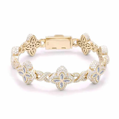 Four Leaf Clover Infinity Link Moissanite Bracelet – 925 Sterling Silver, view 10