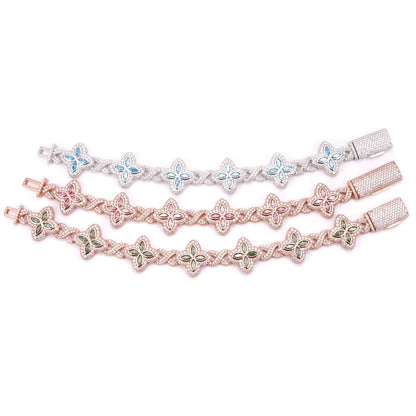 Four Leaf Clover Infinity Link Moissanite Bracelet – 925 Sterling Silver