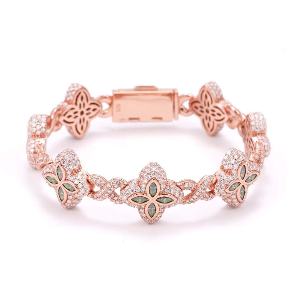Four Leaf Clover Infinity Link Moissanite Bracelet – 925 Sterling Silver, view 5