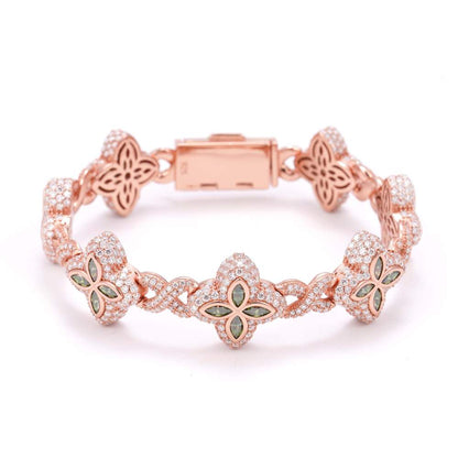 Four Leaf Clover Infinity Link Moissanite Bracelet – 925 Sterling Silver, view 5