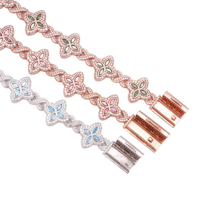 Four Leaf Clover Infinity Link Moissanite Bracelet – 925 Sterling Silver, view 6